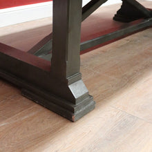 Load image into Gallery viewer, x SOLD Cross Stretcher Base Dining Table or Kitchen Table with Stone Inlay Pattern Top. B12182