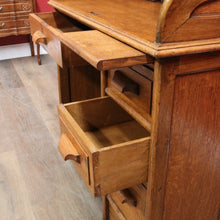 Load image into Gallery viewer, Antique English oak single pedestal roll top desk with key and fitted interior. B13022