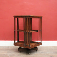 Load image into Gallery viewer, Antique English Oak Revolving Solicitors Bookcase – Eight Section with Castors. B12617