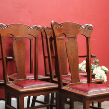 Load image into Gallery viewer, x SOLD Antique English Oak and Leather Kitchen or Dining Chairs, Carved Backs. B12206