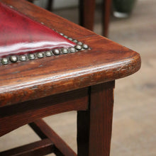Load image into Gallery viewer, x SOLD Antique English Oak and Leather Kitchen or Dining Chairs, Carved Backs. B12206