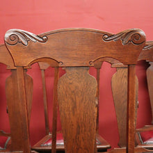 Load image into Gallery viewer, x SOLD Antique English Oak and Leather Kitchen or Dining Chairs, Carved Backs. B12206