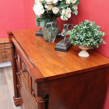 Load image into Gallery viewer, English mahogany chest of drawers with hidden compartments and original handles. B12669
