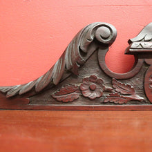 Load image into Gallery viewer, Antique English Mahogany Hall Cabinet – Glass Doors, Carved Detail, with Key. B12595