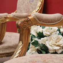 Load image into Gallery viewer, Pair of French Gilt Wood Armchairs with Medallion Backs and Tapestry Seats. B12623