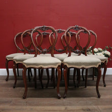Load image into Gallery viewer, x SOLD Set of Eight Antique English Mahogany and Fabric Dining or Kitchen Chairs. B12207