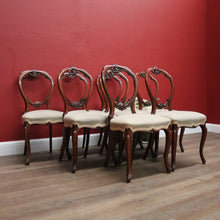 Load image into Gallery viewer, x SOLD Set of Eight Antique English Mahogany and Fabric Dining or Kitchen Chairs. B12207