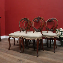 Load image into Gallery viewer, x SOLD Set of Eight Antique English Mahogany and Fabric Dining or Kitchen Chairs. B12207