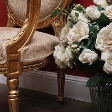 Load image into Gallery viewer, Pair of French Gilt Wood Armchairs with Medallion Backs and Tapestry Seats. B12623