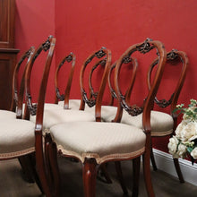 Load image into Gallery viewer, x SOLD Set of Eight Antique English Mahogany and Fabric Dining or Kitchen Chairs. B12207