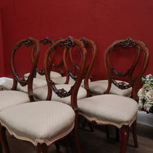 Load image into Gallery viewer, x SOLD Set of Eight Antique English Mahogany and Fabric Dining or Kitchen Chairs. B12207