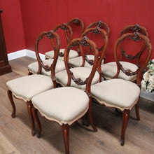 Load image into Gallery viewer, x SOLD Set of Eight Antique English Mahogany and Fabric Dining or Kitchen Chairs. B12207