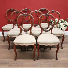 Load image into Gallery viewer, x SOLD Set of Eight Antique English Mahogany and Fabric Dining or Kitchen Chairs. B12207