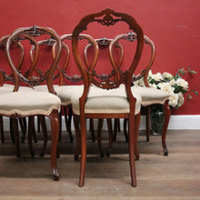 Load image into Gallery viewer, x SOLD Set of Eight Antique English Mahogany and Fabric Dining or Kitchen Chairs. B12207