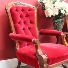 Load image into Gallery viewer, Antique English Grandfather and Grandmother Armchairs in Mahogany. B13031