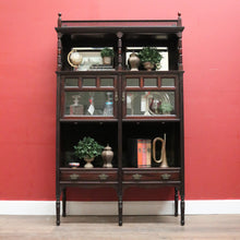 Load image into Gallery viewer, Antique Mahogany Display Cabinet with Fretwork, Drawers, and Glazed Doors. B12621
