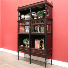 Load image into Gallery viewer, Antique Mahogany Display Cabinet with Fretwork, Drawers, and Glazed Doors. B12621