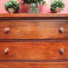 Load image into Gallery viewer, Antique Australian Cedar Chest of Drawers with MOP Inlay and Brass Detail. B12622