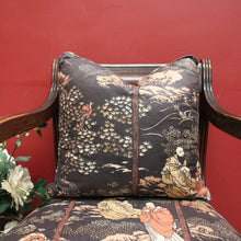 Load image into Gallery viewer, Antique English Mahogany Armchair with Japanese-Themed Upholstery. B12628
