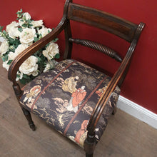 Load image into Gallery viewer, Antique English Mahogany Armchair with Japanese-Themed Upholstery. B12628