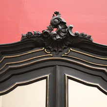 Load image into Gallery viewer, X SOLD Vintage Black and White Hand-painted French Two Door Linen Press or Armoire or Wardrobe. B12215