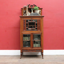 Load image into Gallery viewer, Antique English mahogany Canterbury music cabinet with pull out drawers. B13028