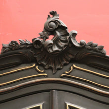 Load image into Gallery viewer, X SOLD Vintage Black and White Hand-painted French Two Door Linen Press or Armoire or Wardrobe. B12215