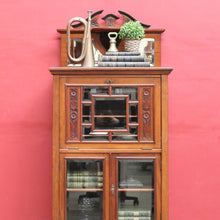 Load image into Gallery viewer, Antique English mahogany Canterbury music cabinet with pull out drawers. B13028