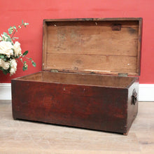 Load image into Gallery viewer, x SOLD Antique Australian Cedar Trunk for Toys, Blankets, Shoes with Brass Cartouche. B12627