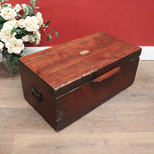 Load image into Gallery viewer, x SOLD Antique Australian Cedar Trunk for Toys, Blankets, Shoes with Brass Cartouche. B12627