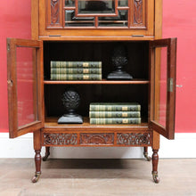 Load image into Gallery viewer, Antique English mahogany Canterbury music cabinet with pull out drawers. B13028