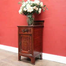 Load image into Gallery viewer, x SOLD Antique English Mahogany Cabinet with Inlaid Floral Detail and Backboard. B12629