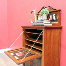 Load image into Gallery viewer, Antique English mahogany Canterbury music cabinet with pull out drawers. B13028