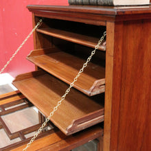 Load image into Gallery viewer, Antique English mahogany Canterbury music cabinet with pull out drawers. B13028