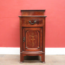 Load image into Gallery viewer, x SOLD Antique English Mahogany Cabinet with Inlaid Floral Detail and Backboard. B12629