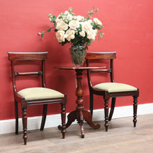 Load image into Gallery viewer, Pair of English Mahogany Chairs – Green-Gold Upholstery, Elegant Carving. B12625