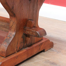 Load image into Gallery viewer, Antique French oak refectory table with slab top and stretcher base. B13029