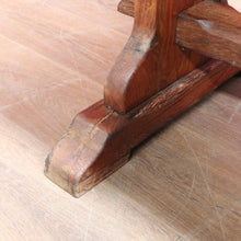 Load image into Gallery viewer, Antique French oak refectory table with slab top and stretcher base. B13029