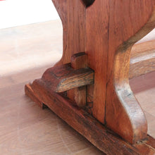 Load image into Gallery viewer, Antique French oak refectory table with slab top and stretcher base. B13029