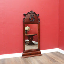 Load image into Gallery viewer, Antique French mahogany dressing or hallway mirror with carved frame. B12924