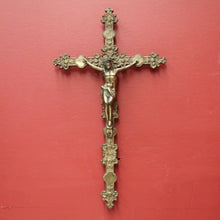 Load image into Gallery viewer, Antique French Solid Brass Wall Crucifix – Devotional Home or Gift Piece. B12399