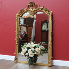 Load image into Gallery viewer, French Napoleon III Style Giltwood Mirror with Rococo Crest and Floral Carving. B13039