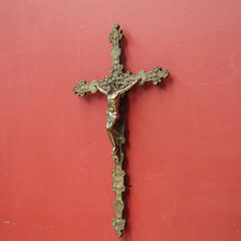 Load image into Gallery viewer, Antique French Solid Brass Wall Crucifix – Devotional Home or Gift Piece. B12399