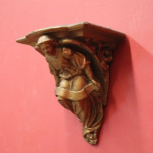 Load image into Gallery viewer, Antique Gilt Plaster Wall Shelf with Angel Holding Ribbon – Ready to Hang. B12401
