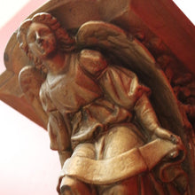 Load image into Gallery viewer, Antique Gilt Plaster Wall Shelf with Angel Holding Ribbon – Ready to Hang. B12401