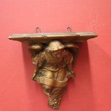 Load image into Gallery viewer, Antique Gilt Plaster Wall Shelf with Angel Holding Ribbon – Ready to Hang. B12401