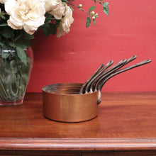 Load image into Gallery viewer, Set of Five Antique French Copper Saucepans with Cast Iron Handles. B12412