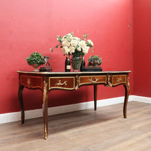 Load image into Gallery viewer, Louis XV Style French Bureau Plat Writing Desk with Ormolu Mounts and Glass Top. B13038