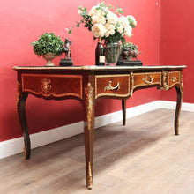 Load image into Gallery viewer, Louis XV Style French Bureau Plat Writing Desk with Ormolu Mounts and Glass Top. B13038