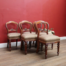 Load image into Gallery viewer, x SOLD Set of 6 Antique English Mahogany Dining or Kitchen Chairs - Balloon Backs. B12221
